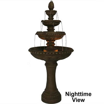 Sunnydaze Decor Sunnydaze 65"H Electric Resin And Concrete 4-Tier Eggshell Edge Outdoor Water Fountain With LED Lights 2 Sunnydaze Decor Sunnydaze 65"H Electric Resin And Concrete 4-Tier Eggshell Edge Outdoor Water Fountain With LED Lights - Image 2