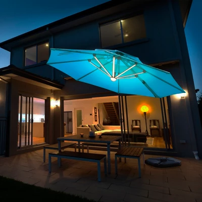 Costway 10ft Solar LED Patio Umbrella 360Degree Rotation W/USB Turquoise 3 Costway 10ft Solar LED Patio Umbrella 360Degree Rotation W/USB Turquoise - Image 3