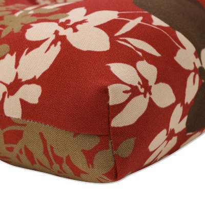 Outdoor 2-Piece Chair Cushion Set - Brown/Red Floral - Pillow Perfect 1 Outdoor 2-Piece Chair Cushion Set - Brown/Red Floral - Pillow Perfect