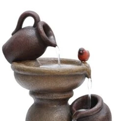 LuxenHome Rustic Brown Resin Pitcher And Urns Birdbath Bowl Outdoor Fountain -Northlight Shop GUEST fcd76c53 bcec 4874 958e 5466d3be9d93