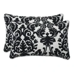 Essence Damask 2pc Rectangular Outdoor Throw Pillow Set Black - Pillow Perfect -Northlight Shop GUEST fddda60c ab2d 400c a025 66215b48f613
