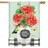 Briarwood Lane Home Sweet Home Geraniums Summer House Flag Hummingbird Floral 28" X 40"