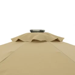 9' X 9' Mirage II Fiesta Market Patio Umbrella With Solar LED Tube Lights Champagne - Island Umbrella -Northlight Shop GUEST ff0feffc 0e20 4c54 9730 ecf42337d1e3