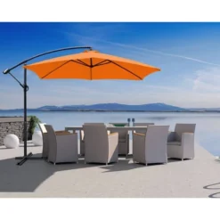 10' X 10' Outdoor Hanging Offset Cantilever Patio Umbrella With Easy Tilt - Devoko